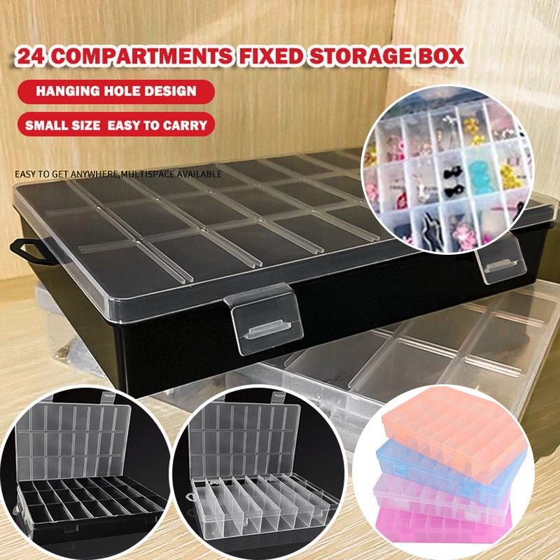 24 Slots Plastic Storage Jewelry Box Compartment Adjustable Container For Bead Earring Box For Jewelry Rectangle Box 13.5x19.5cm