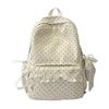 Cute Polka Dot Backpack with Lace Trim, Stylish School Bag for Women and Teens, Lightweight and Spacious Design