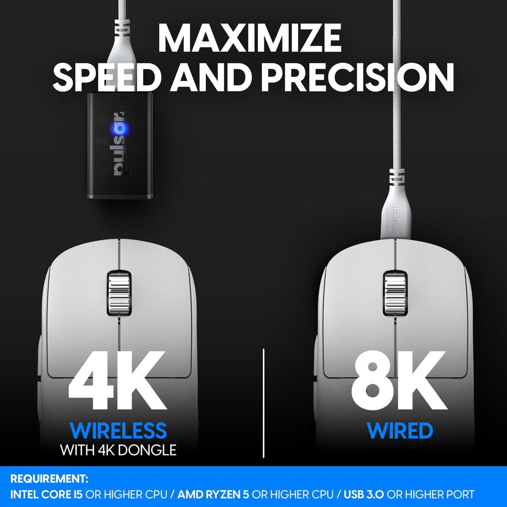 Pulsar Gaming Gears X2H eS Kabellose Gaming-Maus, ultraleicht, 65 g, symmetrisch, 2,4 GHz, 1 ms, 26000 DPI, optischer Sensor, PAW3395, inländisches Originalprodukt