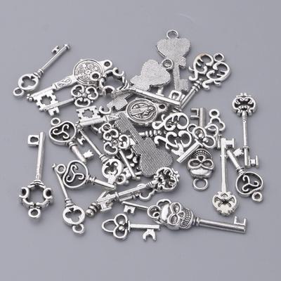 30x Toplu Çeşitli Antiqued Gümüş Anahtar Takılar DIY Kolye Takı Yapımı için