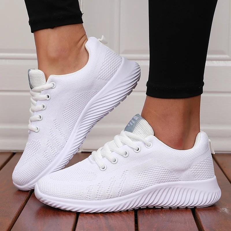 Women Casual Sport Shoes Breathable Lightweight Sneakers Outdoor Mesh White Running Shoes Athletic Jogging Tenis Walking Shoes