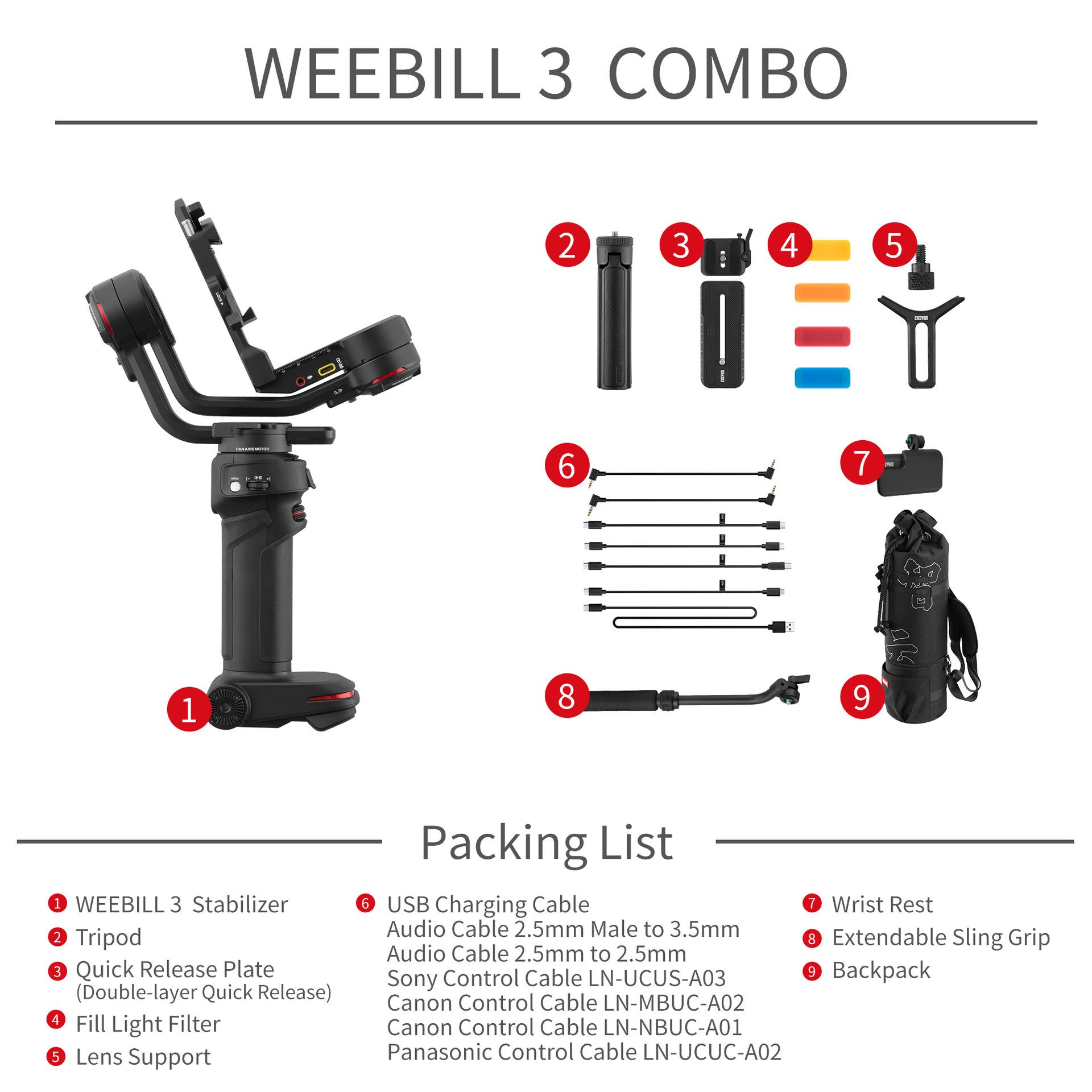 Zhiyun Weebill 3 Handheld Gimbal Stabilizer for Mirrorless DSLR Cameras - Anti-Shake Video Shooting.