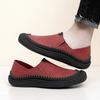 Men Handmade Leather Shoes Casual Hiking Shoes Outdoor Grey Walking Driving Shoes Over Sized Brown Slip On