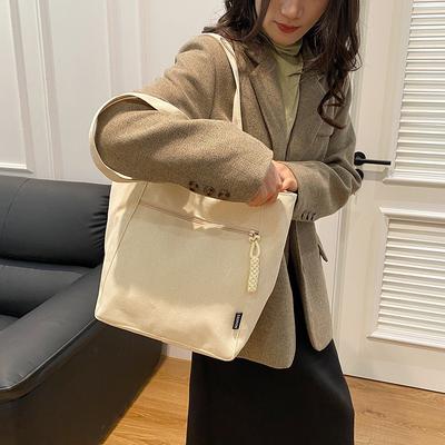 Stylish Simple Solid Color Retro Canvas Women's Bag New Versatile Portable Tote Bag Casual Shoulder Armpit Bag
