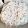 Japanese-Style Cute Cat Print Cotton Pajamas for Women, Long-Sleeved Home Set for Spring & Autumn