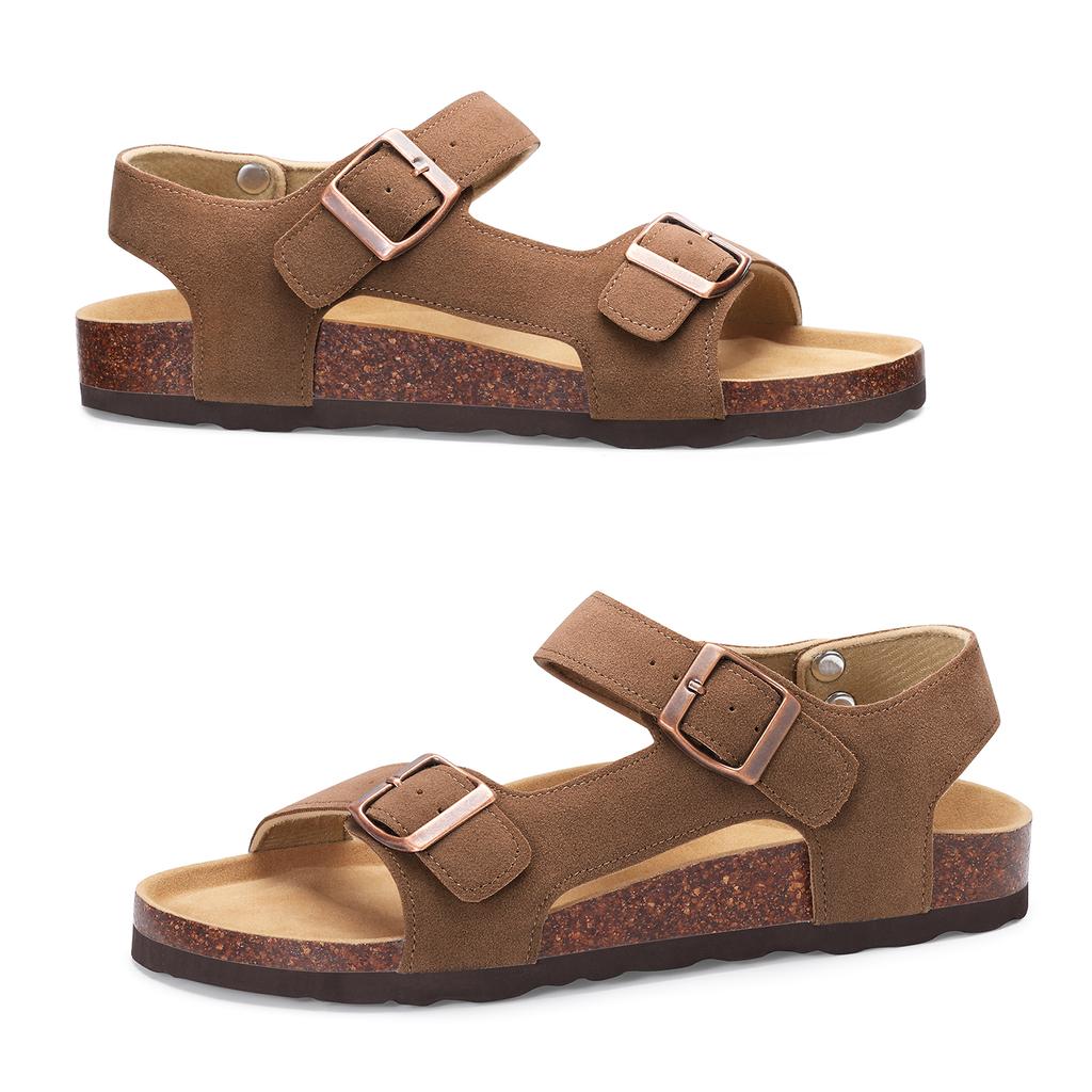 Fashion Smile 2025 New Leather Clogs Women Suede Clogs Soft Leather Mules Cork Clog Antislip Slippers Women's Mules House Sandals Buckle