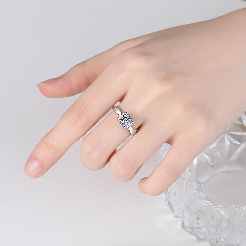 Tezzc Moissanite Ring Sterling Silver Lab Diamond for Women Wedding Engagement Rings Band Jewelry with Certificate