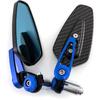 7/8'' 22mm Motorcycle End Bar Mirror Universal Foldable Motorbike Side Mirror for Bobber Cafe Racer Street Bike (Blue)