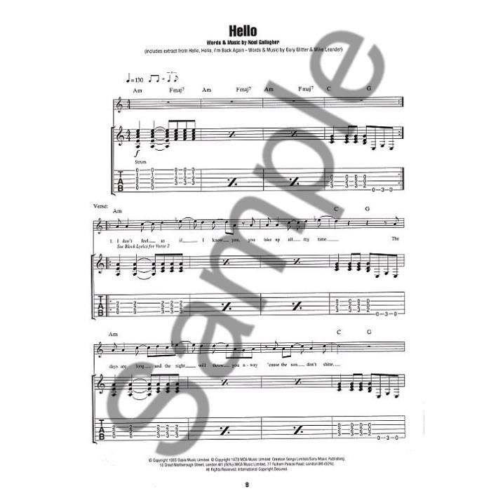 Oasis: (what's the story) morning glory tab tablature guitare partitions