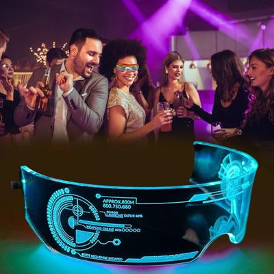 Occhiali LED da Rave 7 Colori Lampeggianti Occhiali da Sole Spaziali Vestibilità Comoda Ultraleggeri Multicolore Luminosi