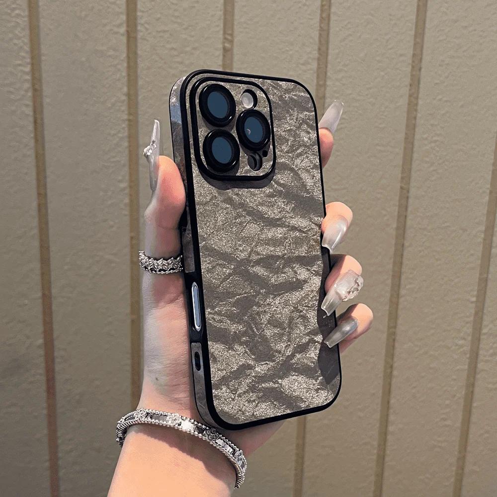 Weiche Silikonleder Schneemuster Handyhülle Für iPhone 11 12 13 14 15 16 Pro Max Plus Stoßfeste Bumper Abdeckung