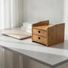 Bamboo Storage Box with Drawers Desktop Organizer Compact Desk for