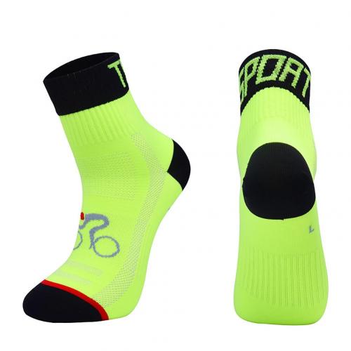 

Professional Cycling Socks Breathable Sweat Absorb Shockproof Marathon Running Socks Elastic Quick Dry Men Football Sport Socks S зелёный