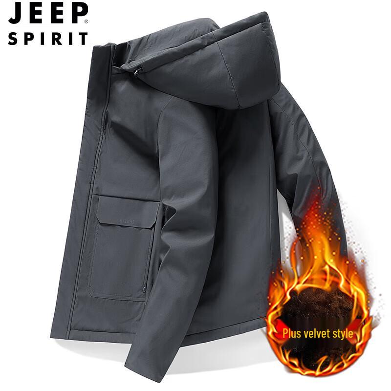 JEEP SPIRIT Men's Fleece-Lined Hooded Winter Jacket