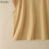 ZANZEA Women Elegant Round Neck Casual Short Sleeve Blouse