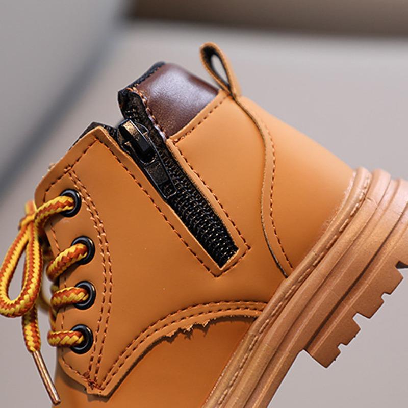 Herbst Winter Jungen Mädchen Hübsche Casual All-Match Bequeme Krawatte Seil Reißverschluss Rutschfeste Kurze Stiefel Schuhe