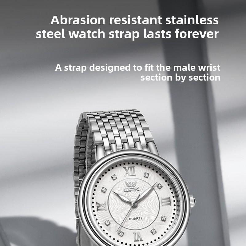 OPK Brand Couple Luminous Diamond Scale Exquisite Men's and Women's Trend Quartz Watch Women's Leisure Steel Belt Waterproof Watch