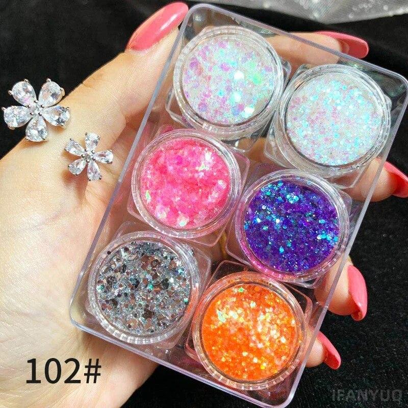 6-Farben-Pailletten-Gel-Creme-Lidschatten-Palette Glitzer-Diamant-Augen-Make-up-Haar-Körper-Gesichts-Glitzer-Gel-Kunst-Flash-Lose-Pailletten-Creme