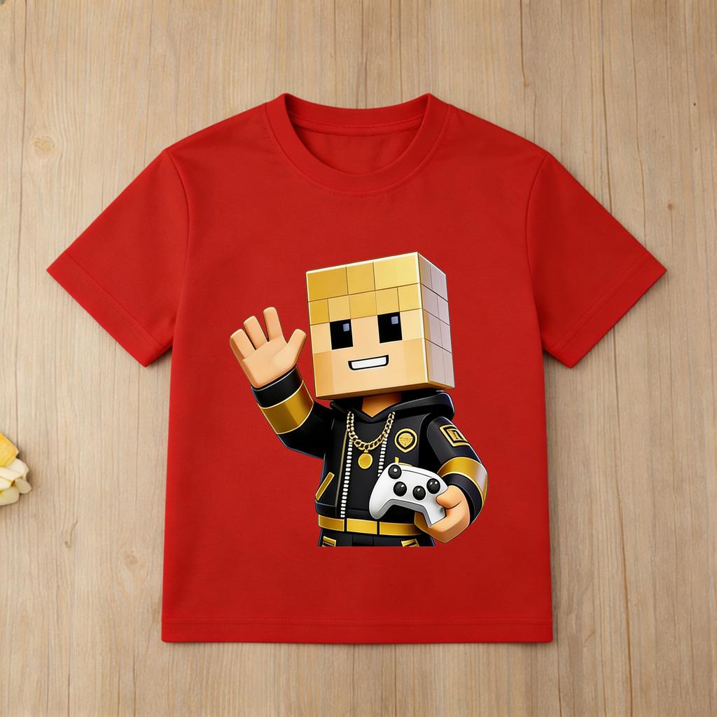 Children Roblox Game Print Tshirt Black Short Sleeve Casual Tee for Boys Girls