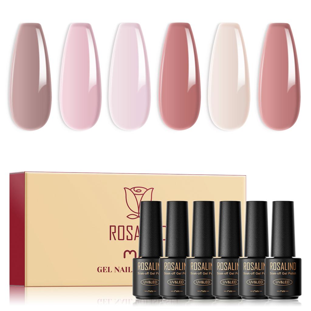 ROSALIND Gel Nail Polish Set 6pcs/Lot Nail Art Gel Polish Semi Permanent Gel Varnish Hybrid Soak Off UV Lamp Base Top Coat Gel Polish Kit