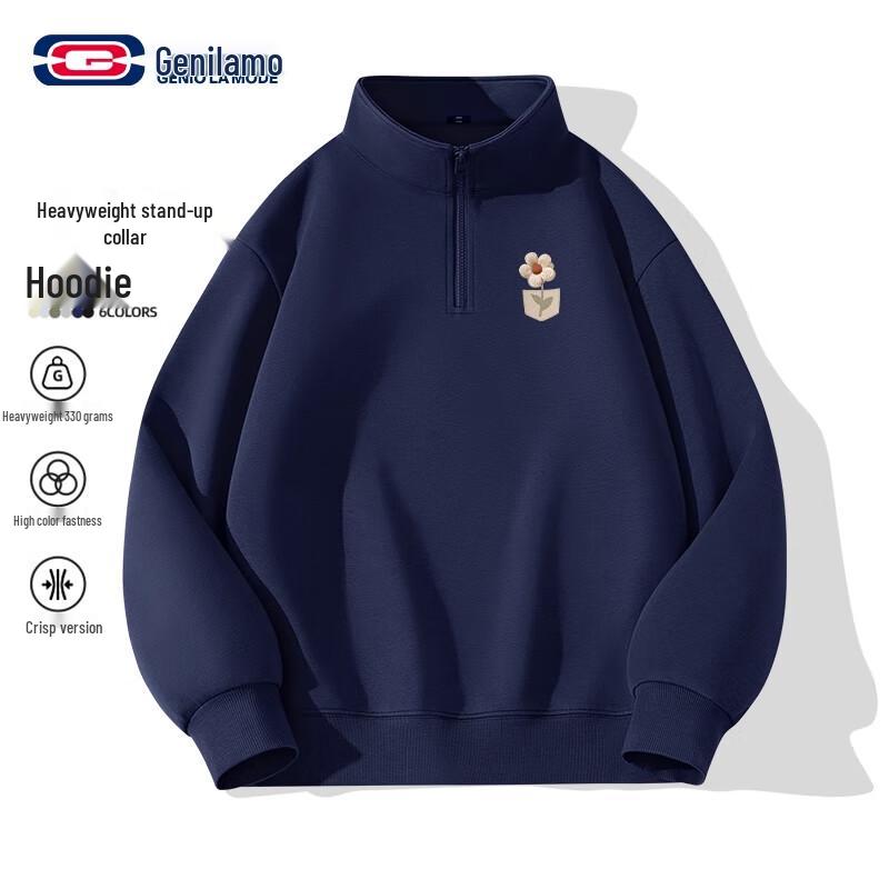GENIOLAMODE Men s Stand Collar Heavyweight Sweatshirt 2XL