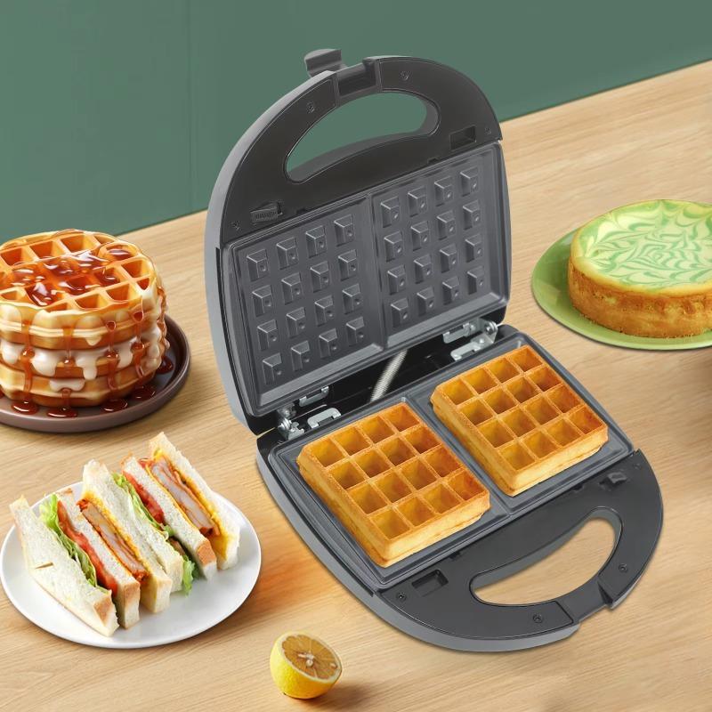 Mini 6-in-1 Non-Stick Sandwich Maker - Detachable Plates, Multi-Function Breakfast Maker for Waffles, Sandwiches & Toast, Household Use