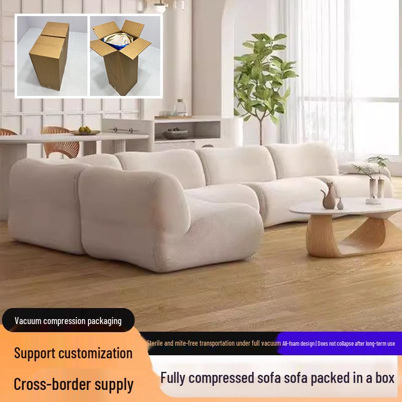 Retro Style Modular Fabric Sofa - Small Apartment Compressed Sofa with Full Sponge Cushion