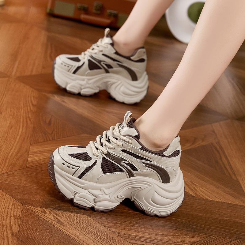 Platform Dad Shoes Women's 2025 Autumn and Winter New Mesh Shoes Muffin Versatile Casual Sports Shoes Inner Height Increase Women's Shoes