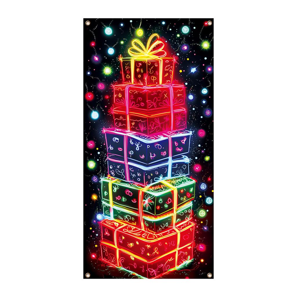 Vánoční dekorace na dveře | UV Fluorescenční sváteční dekorace - Pozadí na garážová vrata pro sváteční oslavy DIY nadšenců.