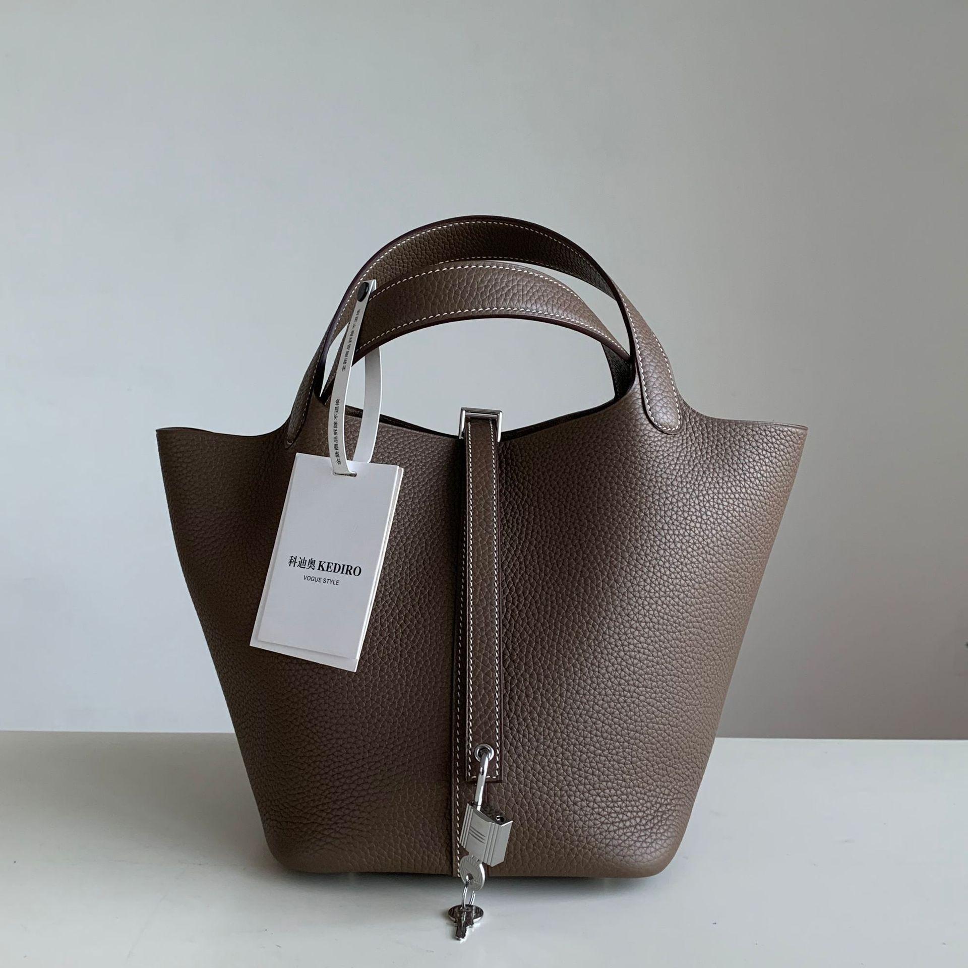 

KEDITRO Picotingbo Half Hand Wax Thread Bucket Handheld Женская сумка Модная и простая корзина для овощей 22 см 22x18x22cm