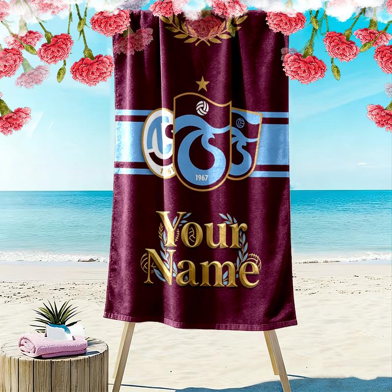 Name Custom Trabzonspor Print Beach Towel, Large Soft Quick Dry Towel for Beach Camping Swimming