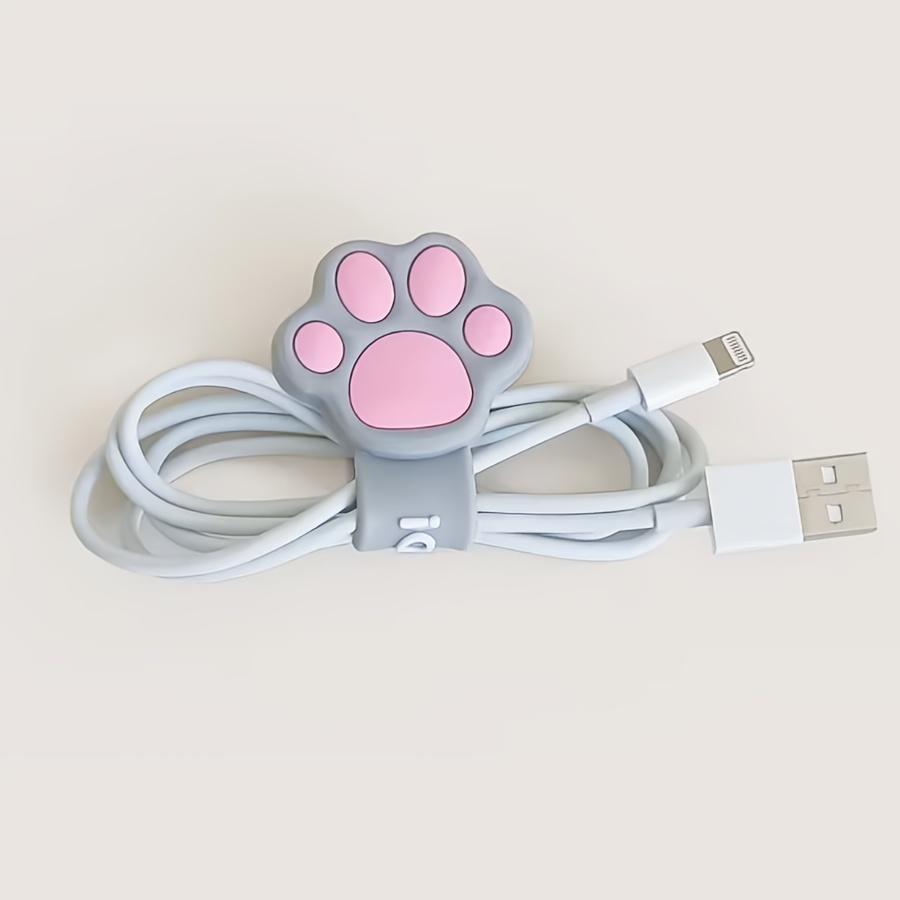 2 Cartoon Cat Paw Cable Winders for Earphone Data Cable Charging Cable Organizer Portable And Practical Earphone Cable Tie