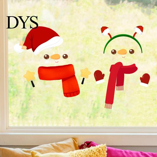 Self Adhesive Window Art Christmas Snowman Static Glass Stickers, Simple Clings, Waterproof PVC Clings Film for Home Store Windows, Cute Cartoon