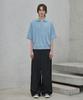 GLW Open Collar Waffle Half Knit Blue