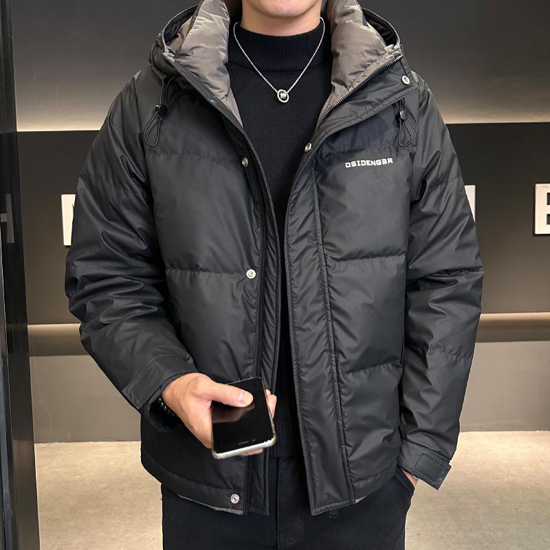 Men s Winter Graphene-Infused Heat Storage Down Jacket - Solid Color, Thickened, Wash-Free, Simple, Fashionable Design XL (77-85 kg) чёрный