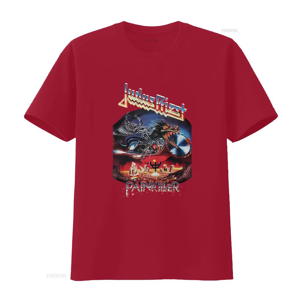 Heavy Metal Band Judas Priest Painkiller Cotton T Shirt for Men Rock Music Fans vintage Washed Stylish Versatile Soft homme