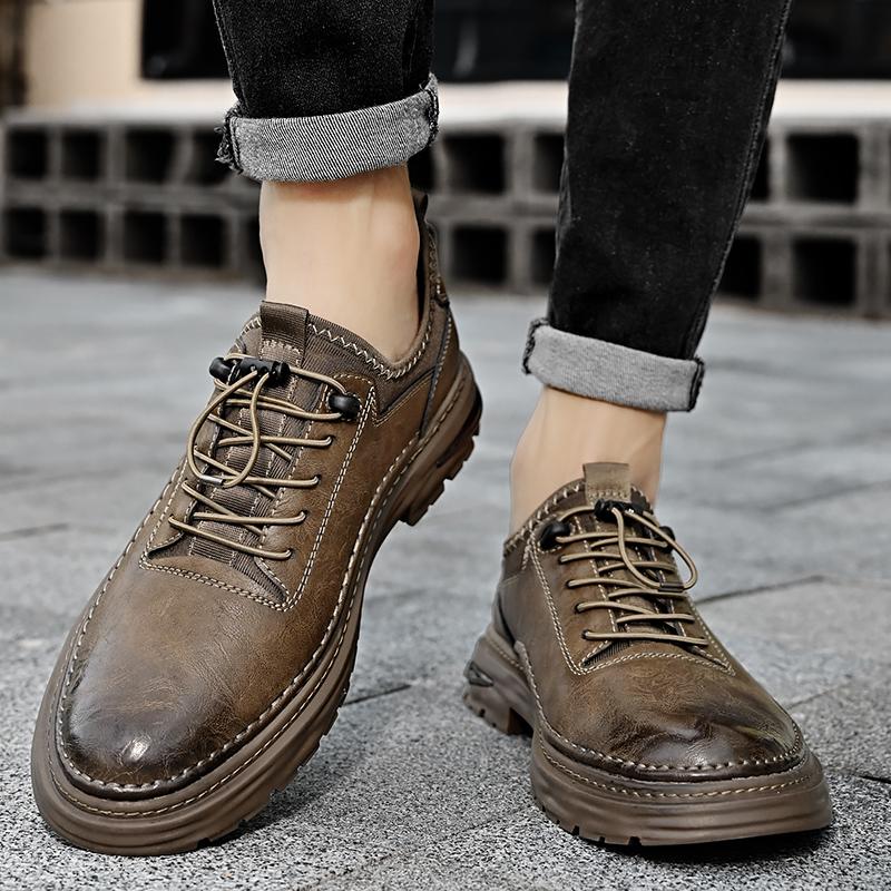 Men's Casual Leather Shoes Breathable Comfortable Men's Business Oxford Leather Flats Shoes Outdoor Fashion Men Flats