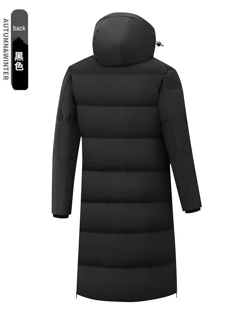 Men's Long Sports Down Coat - Over-the-Knee Winter Jacket for Students
