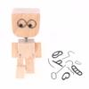 Christmas Shaking Wooden Man Figurine With 12PCS Magnetic Expressions Charming Little Wood Robot Figure Ornaments Car Decoration