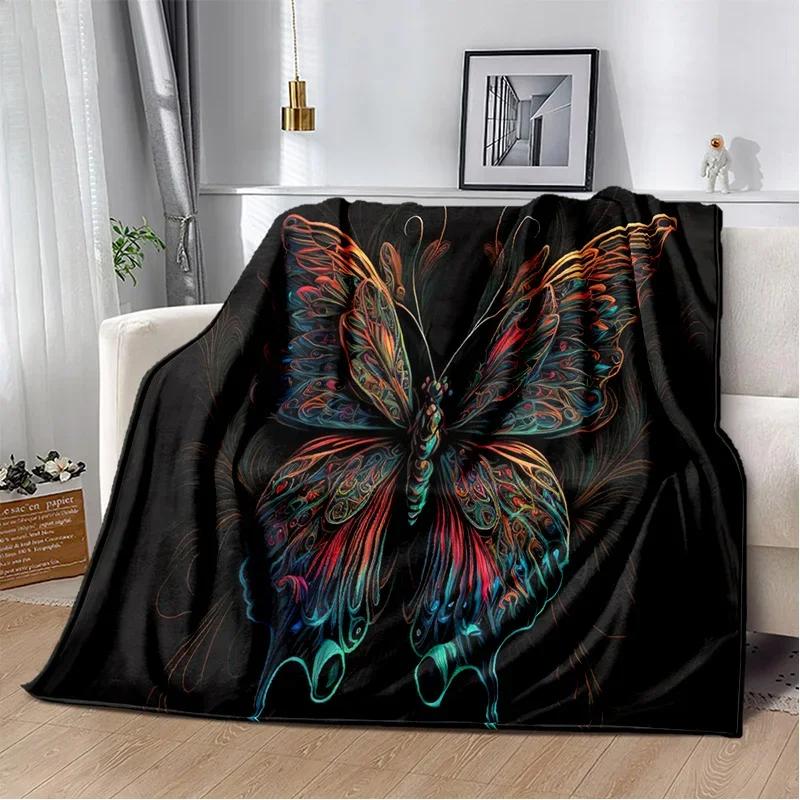 Fantasy Butterfly Flower Cartoon Blanket,Soft Throw Blanket for Home Living Room Bedroom Bed Sofa Couch Picnic Travel Office