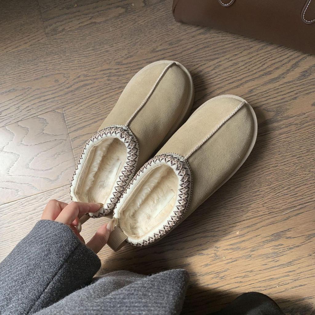 Grape Mother Piled Thickened Cotton Shoes Fashionable Thick-soled Fluffy Shoes Piled Warm Korean Version Snow Boots Cotton Slippers Winter