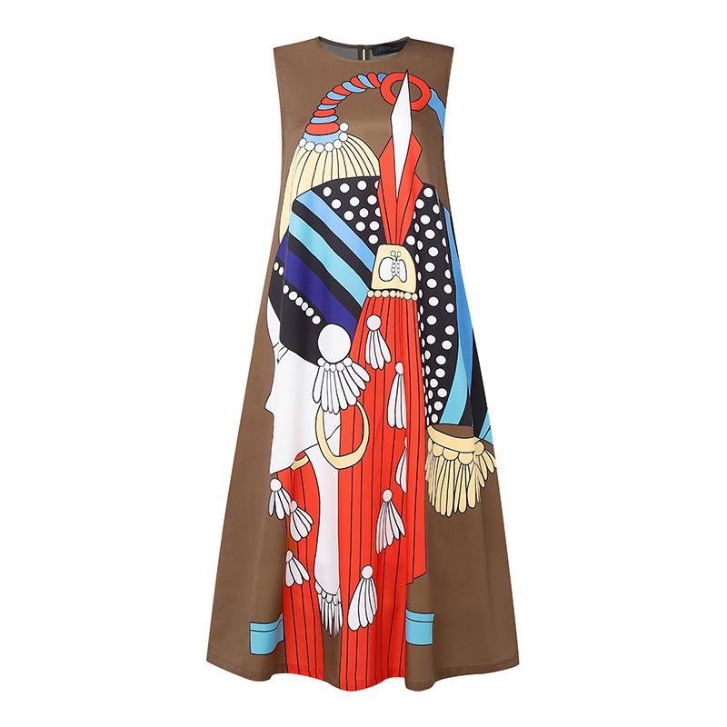 

ZANZEA Women Printing Casual Round Neck Sleeveless Summer Dress S