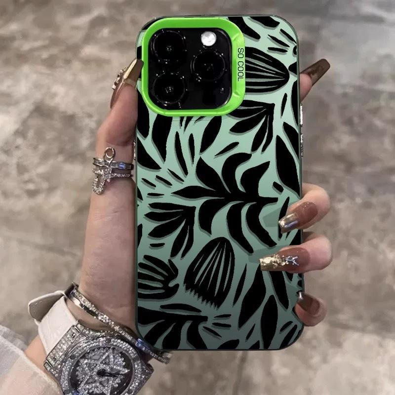 Fallen leaf pattern applies to Apple 15 colored silver iPhone14Pro creative 13/11promax matte 16 protection