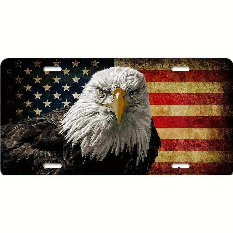 

American Bald Eagle Distressed US Flag Patriotic D Flat Aluminum Tin Sign for Car Wall Decor Man Cave Garage Bar Art 15x30cm(5.9x7.8inch)