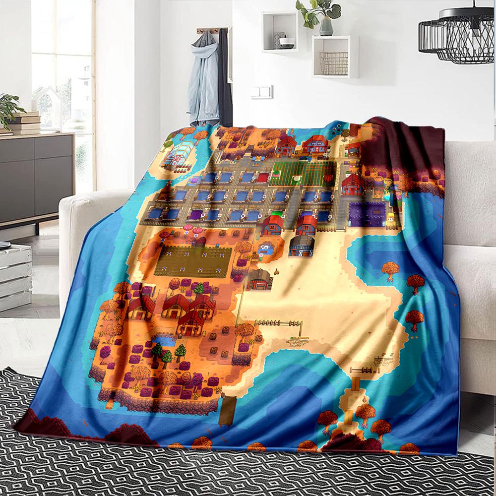 1pc Blanket - game Stardew Valley Print Design,Lightweight Blanket for Sofa,Bed- Soft &Warm,Gift for All Seasons