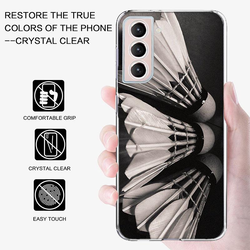Badminton Sport Phone Case For Samsung A16 A26 A36 A56 A17 A15 A25 A35 A55 A14 A24 A34 A54 A04S A05S Galaxy Note 20 10 9 8 A9 A8
