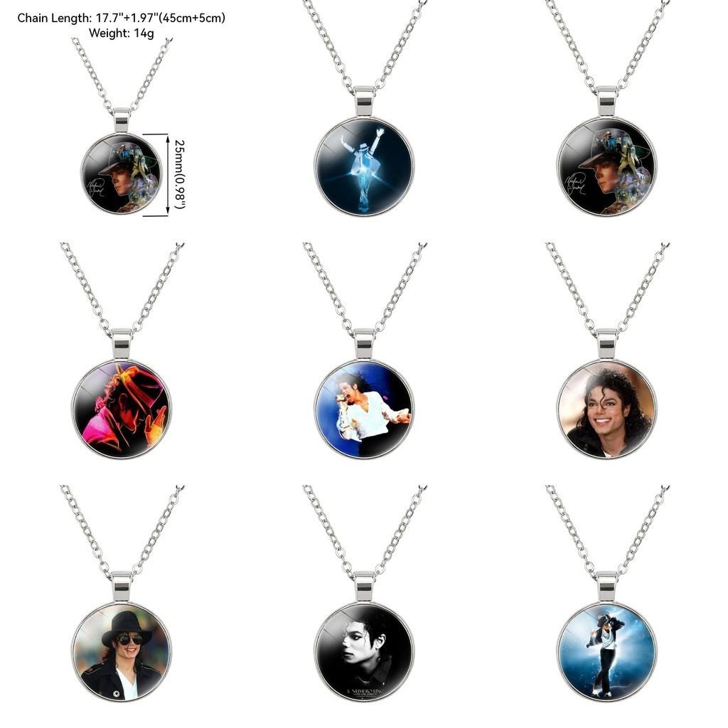 Elegante Michael Jackson Time Gem Anhänger Halskette mit Legierungsanhänger 51-80cm lang