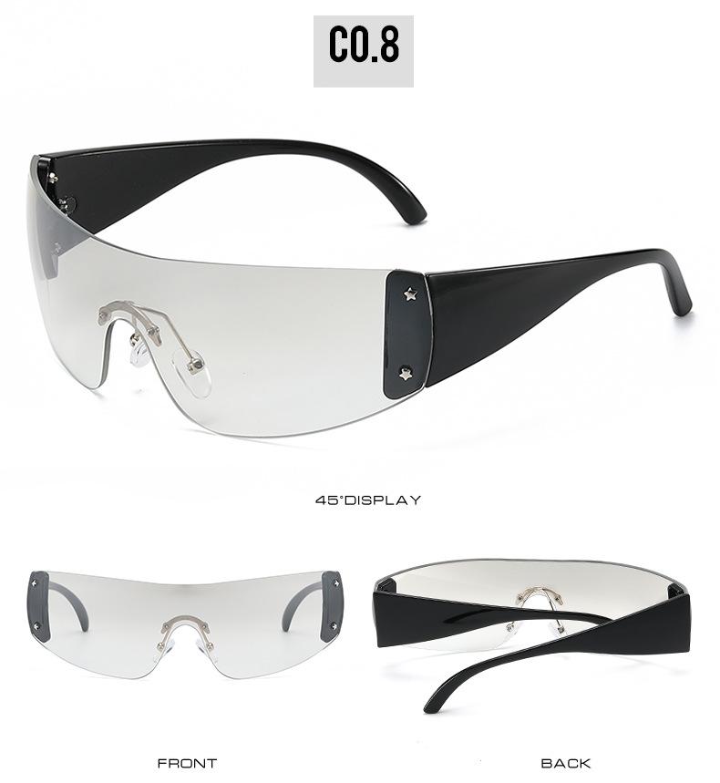 Occhiali da Sole Monoblocco con Montatura Grande Stile Europeo & Americano Chic Y2K per Donna