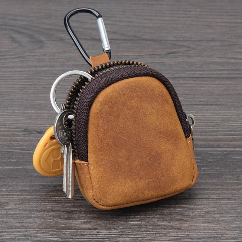 PU Leather Coin Purse Retro Small Zipper Pouch For Coins Earphones Accessories Bag Pendant
