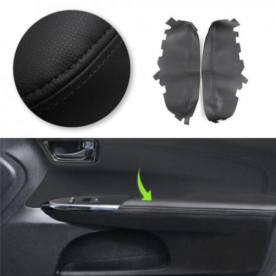 2*Black Leather Door Armrest Panel Protection Cover For Toyota Avalon 2013-2018